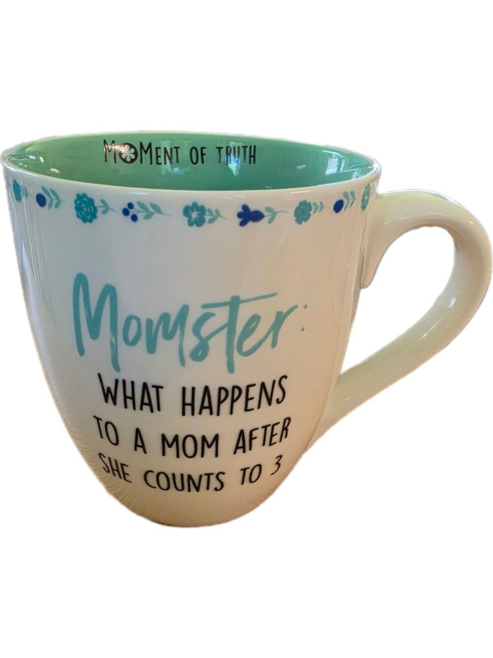 EUC Mary Square Momster 20oz Coffee Mug Teal Inside